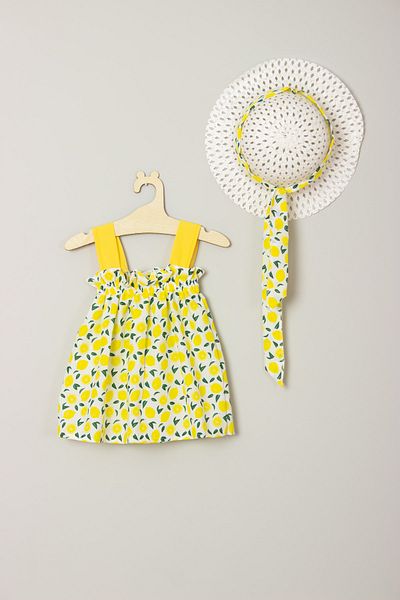 ADABEBEK New Season Ribbon and Bow Lemon Dress