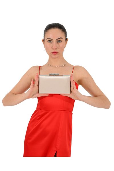 Biçanta Skin Nude Color Satin Γυναικεία βραδινή τσάντα Τσάντα αρραβώνων Τσάντα γάμου