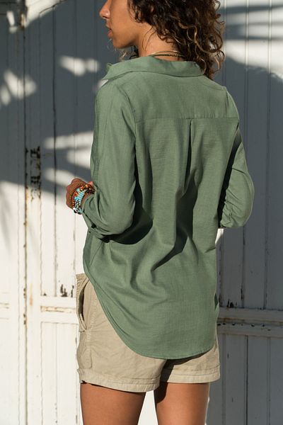 Güneşkızı Women's Khaki Linen Textured Shirt GK-BSTGM100
