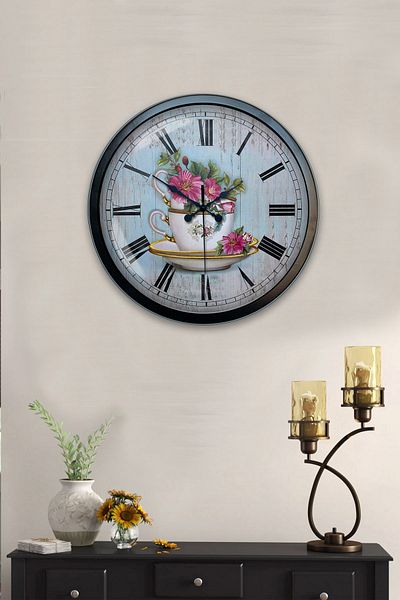 Platin Saat Ceas de perete de bucătărie din metal de 40 cm