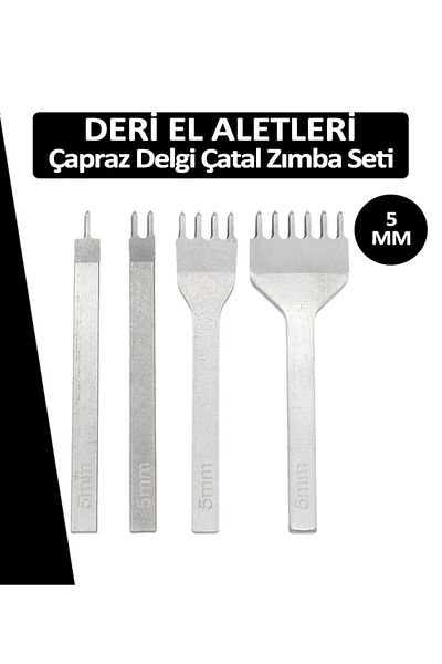 Dopar Δερμάτινα εργαλεία χειρός 5mm - 4 τμχ Συρραπτικό πιρούνι διαγώνιου διάτρησης
