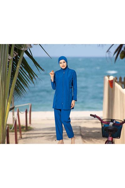 Shopiolog Long Micro Sleeve Floral Patterned Full Hijab Swimsuit