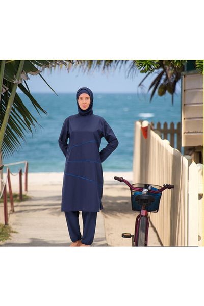 Shopiolog Long Micro Sleeve Floral Patterned Full Hijab Swimsuit