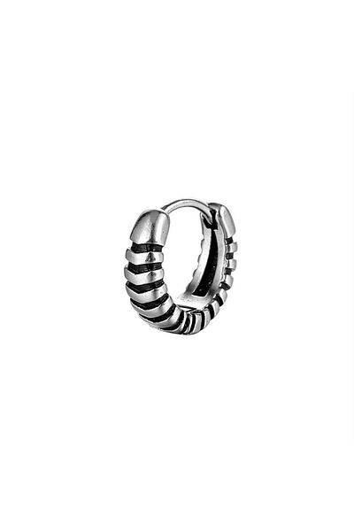 Viking Striped Oval Modern Design Hoop Stainless & Tarnish Stainless 316L Steel Unisex Gothic Earring