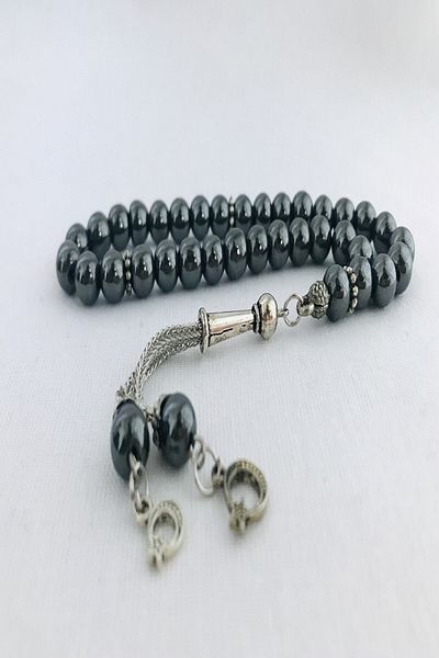 Kardelen 8 Ml Hematite Stone Prayer Beads - Globe Cut, '2 Pieces'