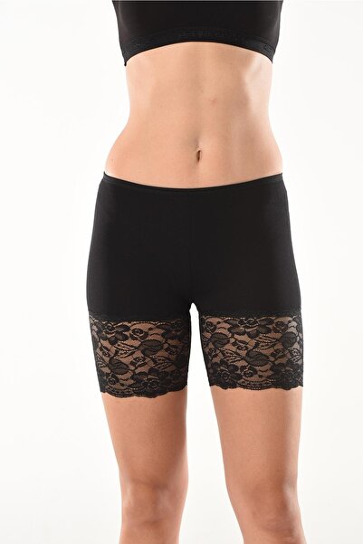 Derya Kurşun Dantelli Kısa Kadın Şort Tayt 496
