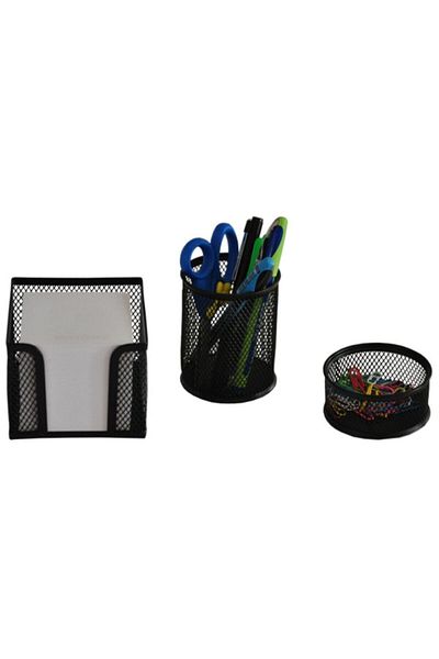 Bafix Black Metal Mesh Table Set 3 Pieces Jm-3170 Fx