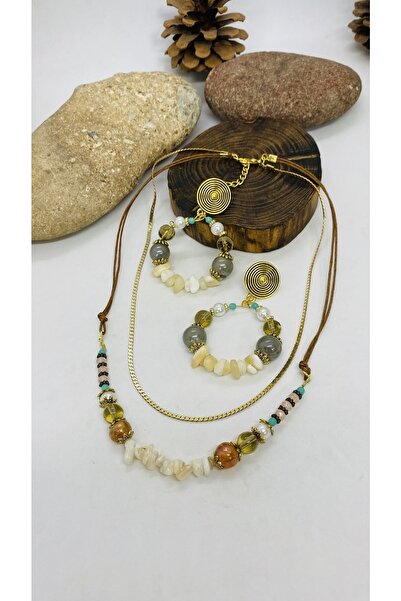 Porsuk Alternatif El Yapımı Incili Kolye Küpe Set