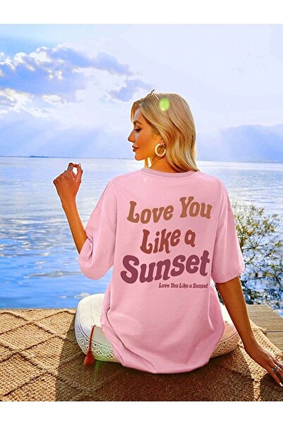 mercoledi Kao zalazak sunca Štampano Ženska Oversize kroj T-shirt Opušteni dečko