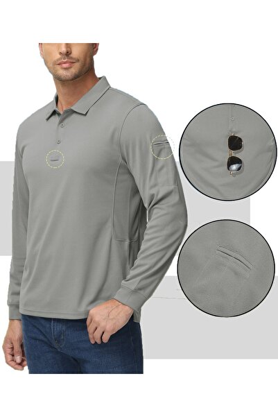 GHASSY CO. Чоловіча джерсі гольф-поло сорочка Pike Performans Taktik Military з довгими рукавами