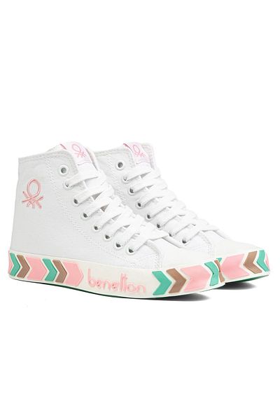 Benetton ® |   BN-90621- Alb Roz- Pantofi sport pentru damă