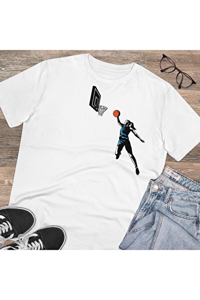 LADİJİTAL BASKI ÇÖZÜMLERİ Tricou alb pentru femei cu imagine de baschet