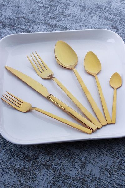 ACAR Venice Luxury 6 Person 36 Piece Gold Fork Spoon Knife Set