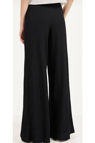 Hepsibitarz Kadın Siyah Merserize Salaş Bol Paça Ispanyol Rahat Iç Göstermeyen Pantolon