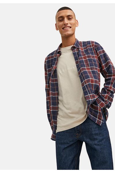 Jack & Jones Hemd Classic Langarmhemd halbe Knopfleiste
