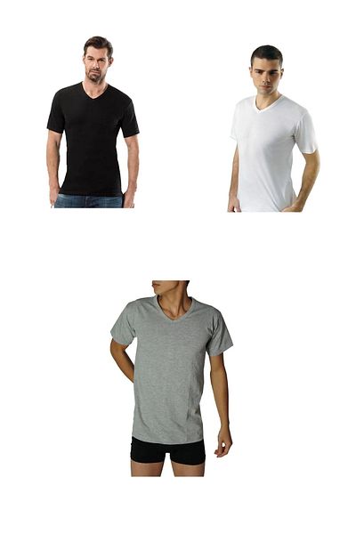 Anıt Men's Ribbed V-Neck Undershirt Pack of 3 100% cotton