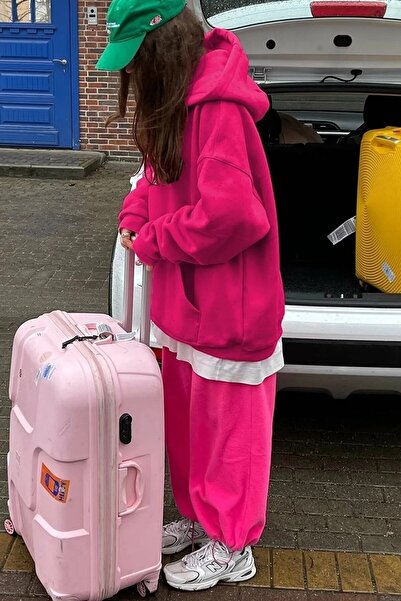 Machetta Φούξια φούξια χωρίς στάμπα με κουκούλα Raster Oversize φούτερ