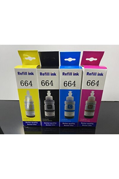 Refill İnk Epson 664 L Serisi Masaüstü Yazıcı Için Dye Mürekkebi. (MUADİL) T6...