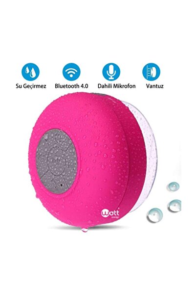 Watt Energy Suya Dayanıklı Kablosuz Bluetooth Vakumlu Duş Hoparlörü
