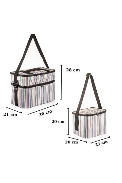 NS reliable Set of 2 Cooler Thermos Camping Picnic Insulated Thermal Bag with Hanger that Keeps Hot and Cold