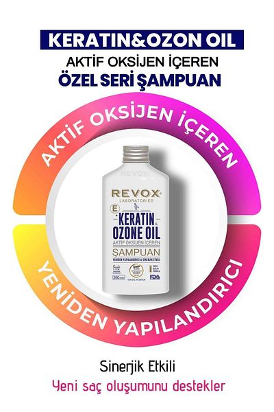 Revox Keratin and Ozone Oil Shampoo with Vitamin E - Restructuring, 2 Pieces