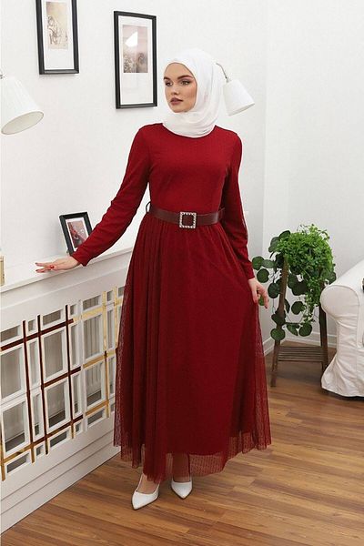 Neşeli Butik Μπορντό Φόρεμα Hijab