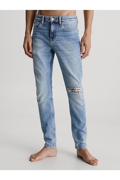 Calvin Klein Blugi pentru bărbați, cu buzunar, din denim, cu picior subțire, albaștri J30J 323362 -1 AA