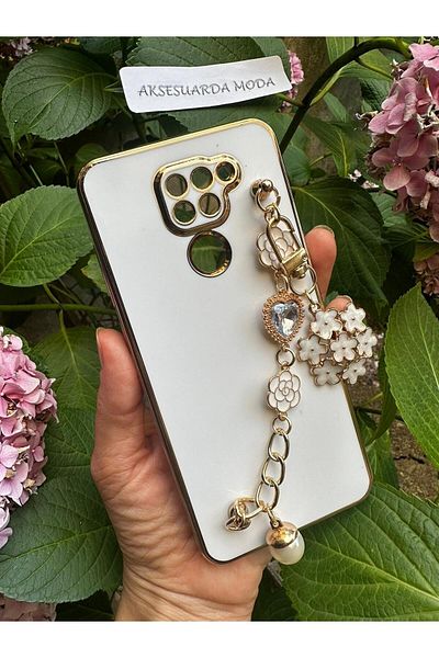 Aksesuarda Moda حافظة Redmi Note 9 المتوافقة مع الزهور والأحجار واللؤلؤ المقطوعة بالليزر