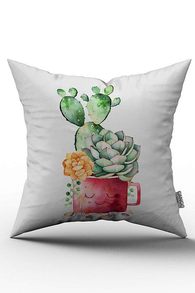 Cango Home Husă de pernă cu două fețe, cu model de cactus, alb, verde, imprimată digital - Otyk490-ct