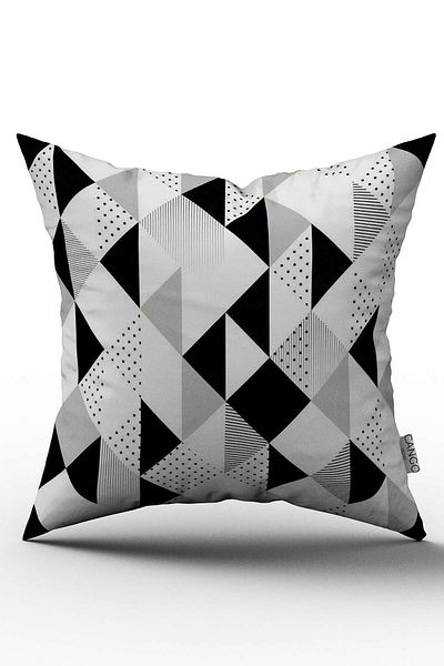 Cango Home Față de pernă cu două fețe, albă, neagră, modernă, geometrică, pentru pernă - Cgh245-ct