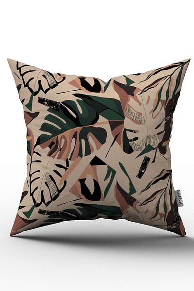 Cango Home Față de pernă maro verde tropicală - Cgh251