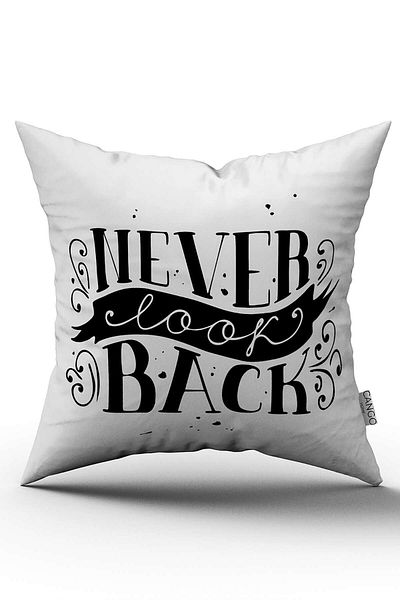 Cango Home Față de pernă albă neagră Never Look Back scrisă cu imprimare digitală - Cgh419