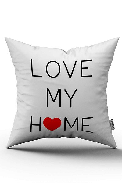 Cango Home Față de pernă albă neagră cu două fețe Love My Home Print Cgh453-ct