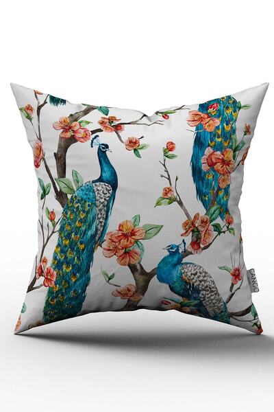 Cango Home Double Sided Turquoise Orange Peacock Patterned Throw Pillow Pillow Case - Cgh016-ct