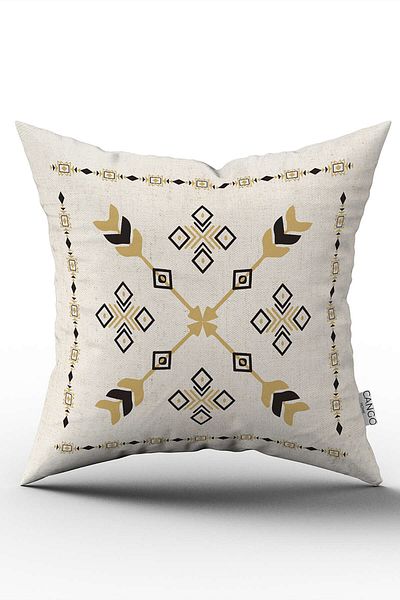 Cango Home Husă de pernă cu model Kilim etnic negru crem cu imprimare digitală Cgh1087