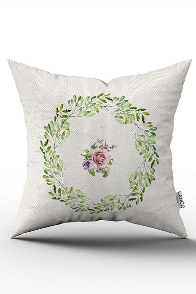 Cango Home Husă de pernă cu model de flori roz crem imprimată digital - Cgh1066