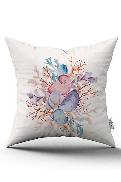 Cango Home Husă de pernă cu model marin albastru portocaliu imprimată digital Cgh1187