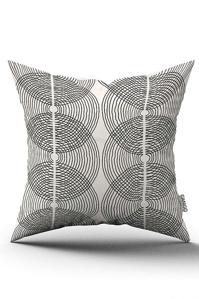 Cango Home Husă de pernă neagră crem cu model geometric boem scandinav cu imprimare digitală Cgh1214