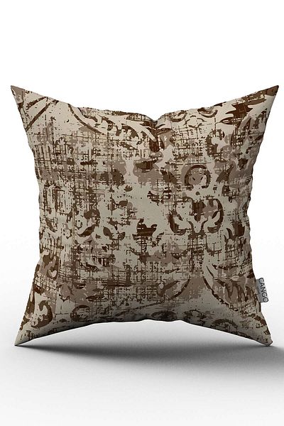 Cango Home Διπλής όψης Γκρι Καφέ Ethnic Floral Διακοσμητική Μαξιλαροθήκη Ριχτάρι - Cgh128-ct