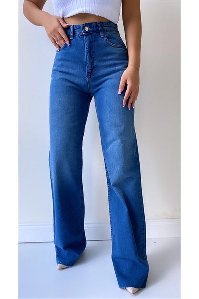 SEDA FİDAN Pantaloni Jeans cu picioare late Albastru