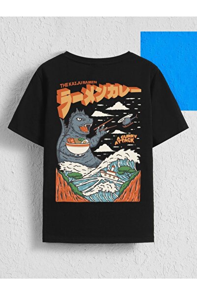 Jose Clothing تي شيرت أسود مطبوع بأكمام قصيرة للجنسين