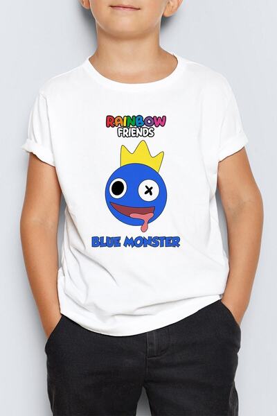 Morinna Rainbow Friends Plava čudovišna majica s printom, unisex dečja majica...