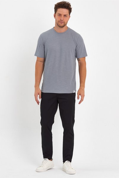 Fitmasterpro Gray Knitted Neck Detailed Design T-Shirt