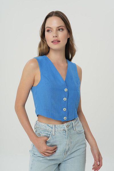 CROSS JEANS سترة زرقاء بأزرار من ساكس 75427-189