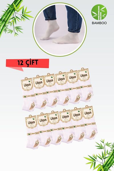 Miss Lana Women's Quality Bamboo Booties Socks Seamless Delicate Woven Perfumed Short Model Socks (12 Pairs)