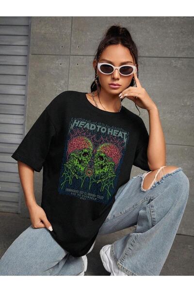 Jose Clothing UNISEKS CRNA MAJICA SA ŠTAMPOM O Oversize kroj KRATA RUKAVA