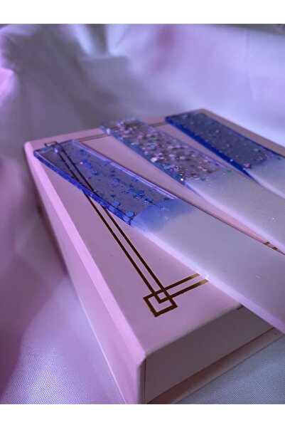 TATLIŞ Semn de carte epoxidic realizat manual în tonuri de albastru, 1 buc