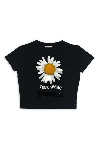 Touz LAGOM FASHION Daisy Printed Black Crop