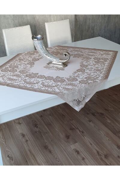 WENESSİ GÜLLÜ DESEN ÖRME FİSKOS ÖRTÜSÜ Kahverengi