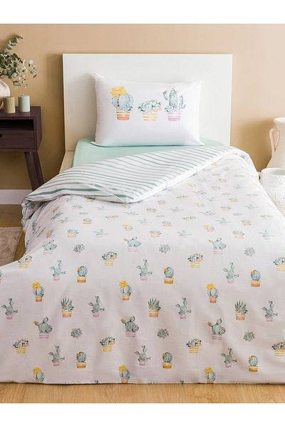 LC Waikiki Cactus Printed Ranforce Single Quilt Cover Set